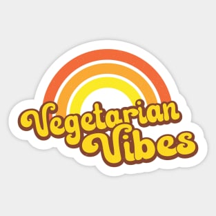 Vegetarian Retro Rainbow Orange Sticker